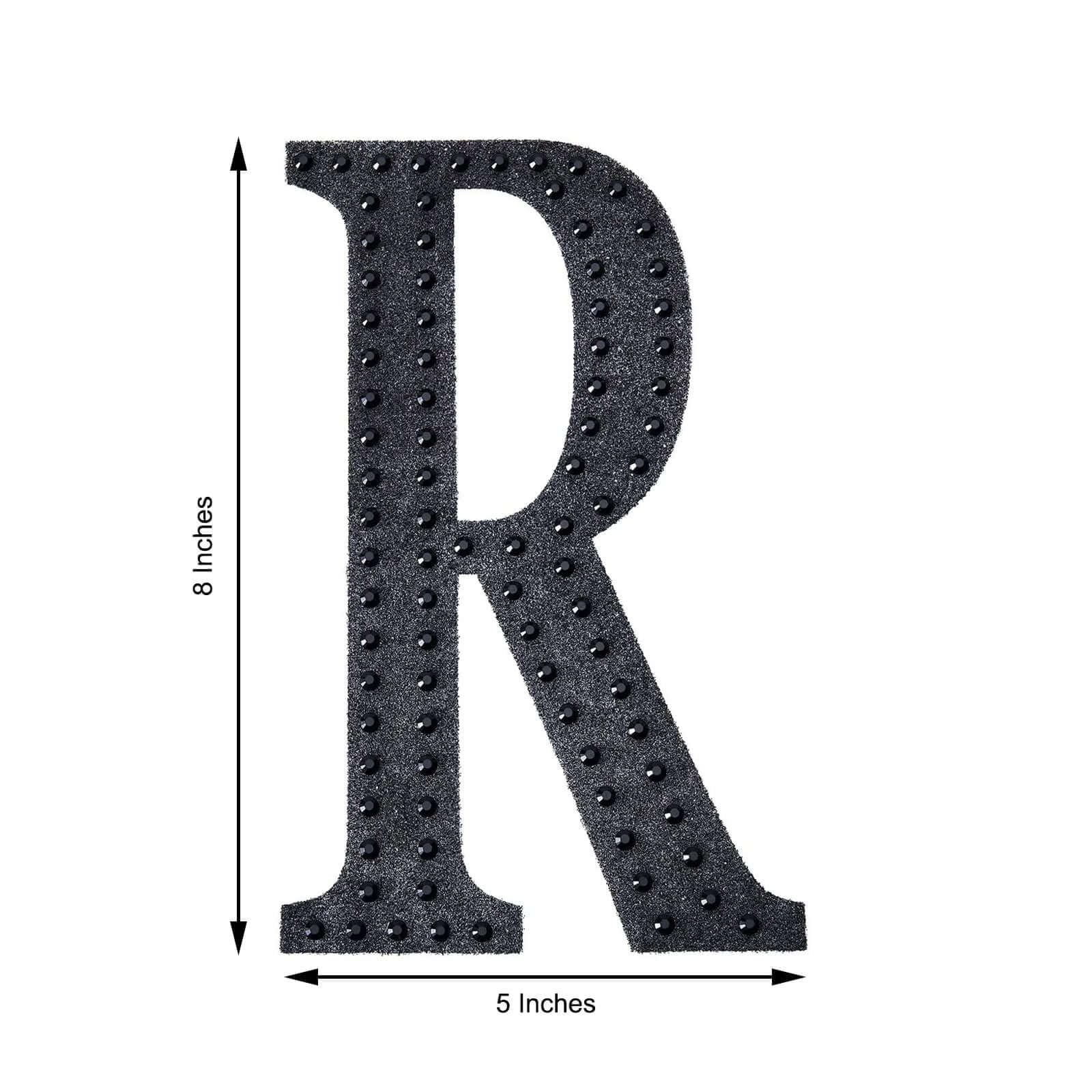 Efavormart 8 Inch Self-Adhesive Black Rhinestone Letter R Stickers - DIY Crafts, Scrapbooking, Graduation Cap Decor, Wedding & Birthday Party Supplies - Perfect for Home Decor, Gift Wrapping, and Personalized Projects