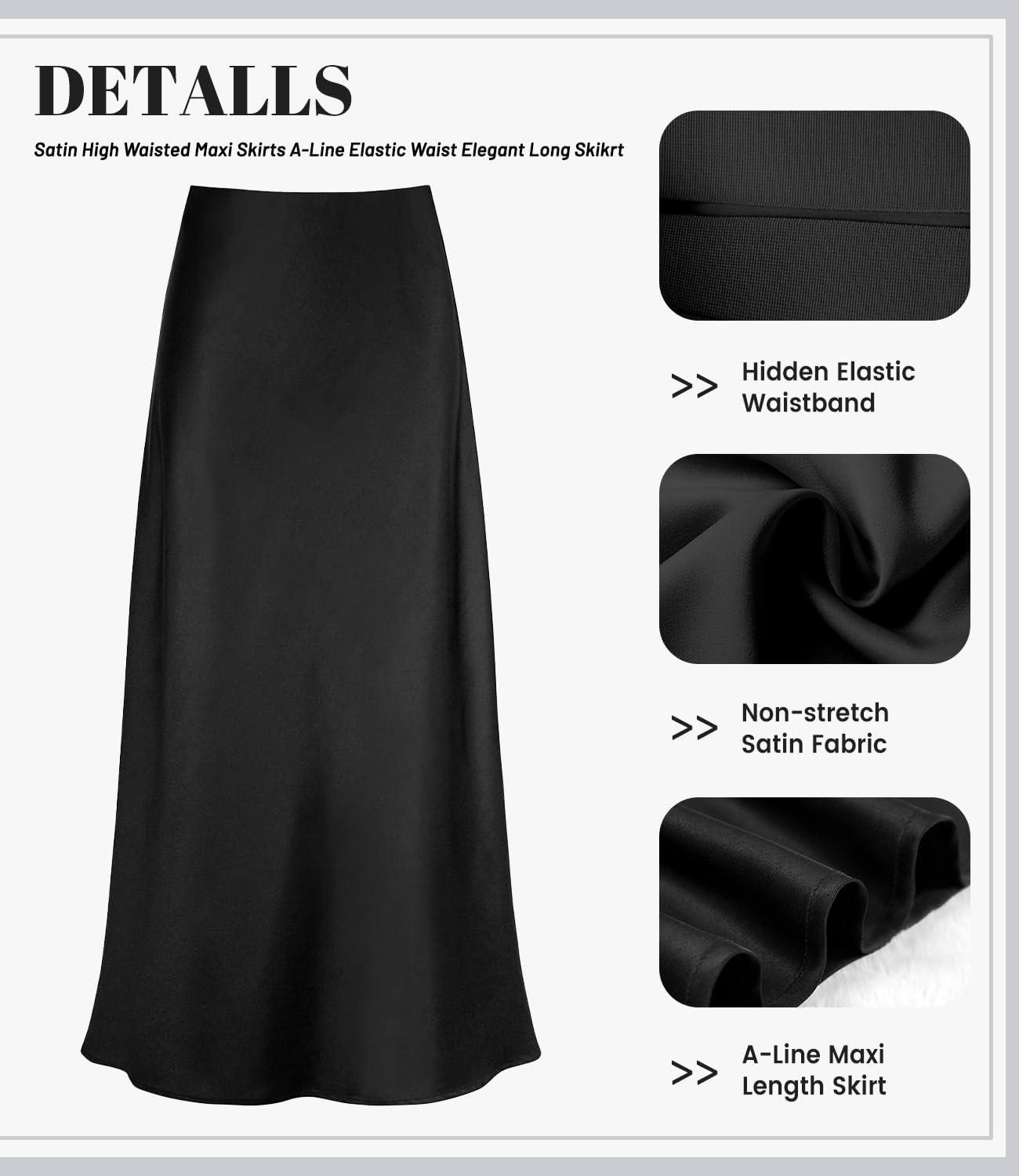 2025 Satin High Waisted Maxi Skirt - Women's Silk A-Line Long Skirt for Spring & Summer | Elegant Casual Wear for Date Night, Beach Vacation & Office Outfits