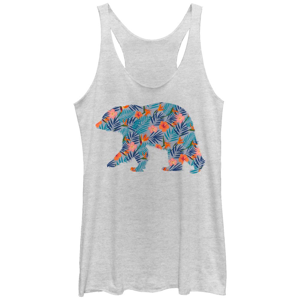 LOST GODS Women's Hawaiian Print Bear Racerback Tank Top - Soft Breathable Summer Beachwear for Vacation, Pool Party & Casual Outfits