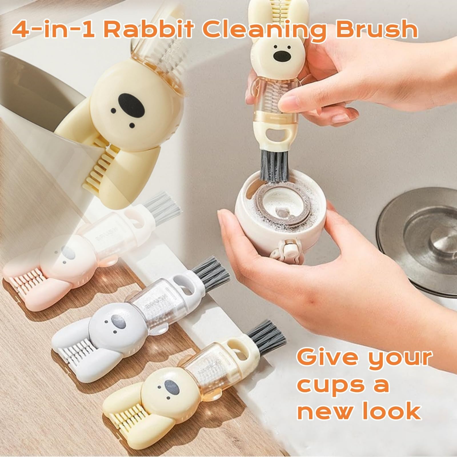 2024 New 3-in-1 Multifunctional Cleaning Brush - Bottle Brush, Cup Lid Cleaner, Straw & Crevice Cleaner (Pink) | Perfect for Water Bottles, Travel Mugs & Baby Bottles