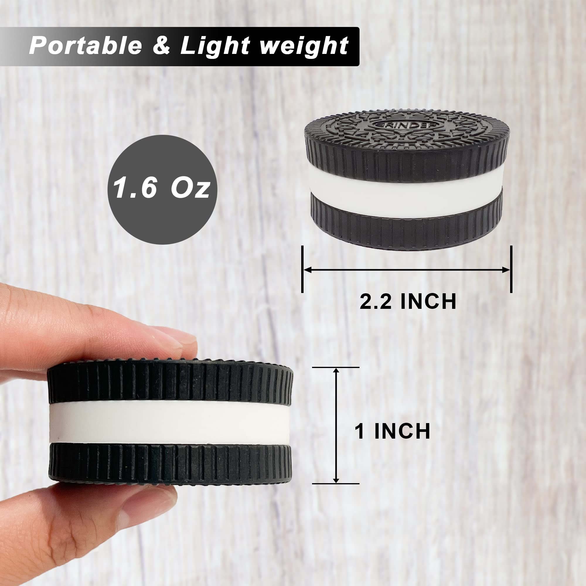 2.2 Inch Herb and Spice Grinder - Portable Pocket Grinder with Unique Biscuit Cookie Design - Perfect for Kitchen, Camping & Travel Use