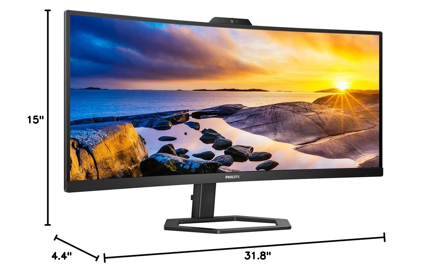 Philips 34E1C5600HE 34-Inch UltraWide QHD Monitor (3440x1440) with Built-in Webcam, USB-C Docking, 100Hz Refresh Rate - Perfect for Home Office, Gaming & Video Conferencing