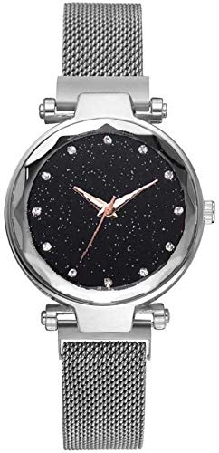 SWADESI STUFF Luxury Mesh Magnetic Buckle Quartz Analog Watch for Women - Elegant Silver Dial Fashion Timepiece | Perfect for Office, Party & Everyday Wear