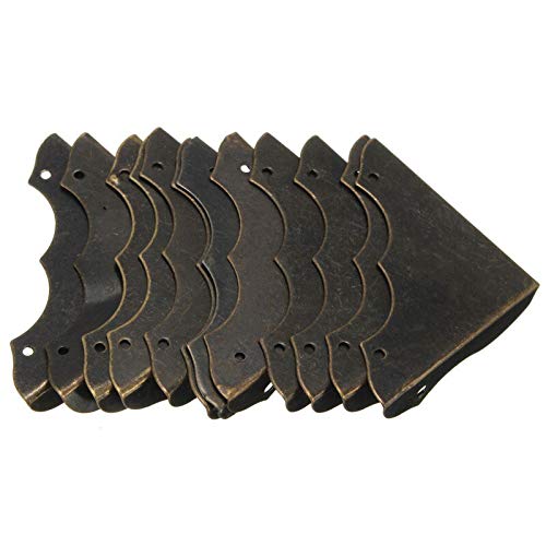 12-Piece Antique Brass Iron Decorative Jewelry Wine Gift Box with Wooden Corner Protectors (55x44x30mm) - Vintage Home Decor & Wedding Gift Packaging for Jewelry, Wine, and Special Occasions