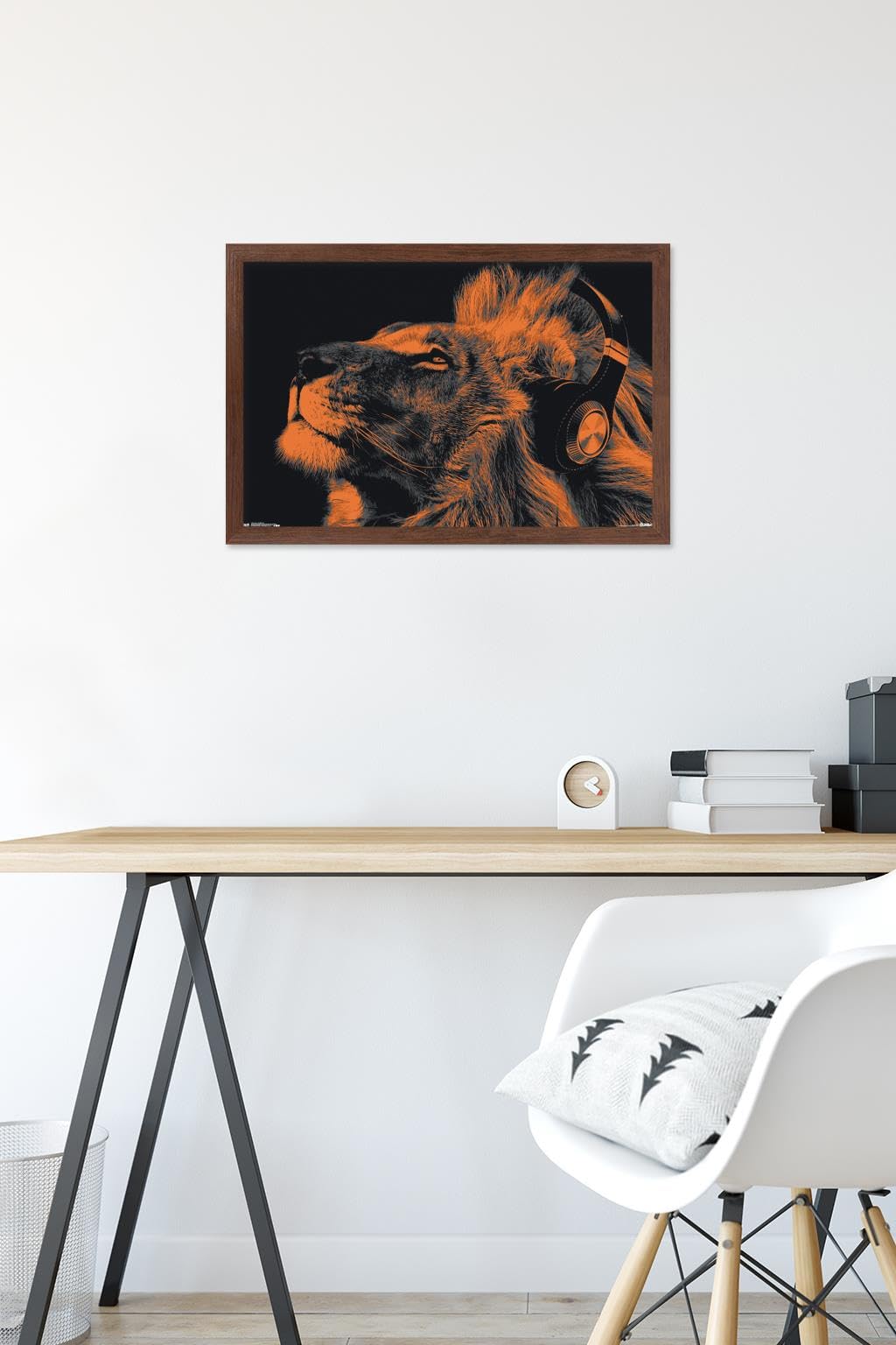 Trends International Lion Wearing Headphones Wall Art Poster - 14.725