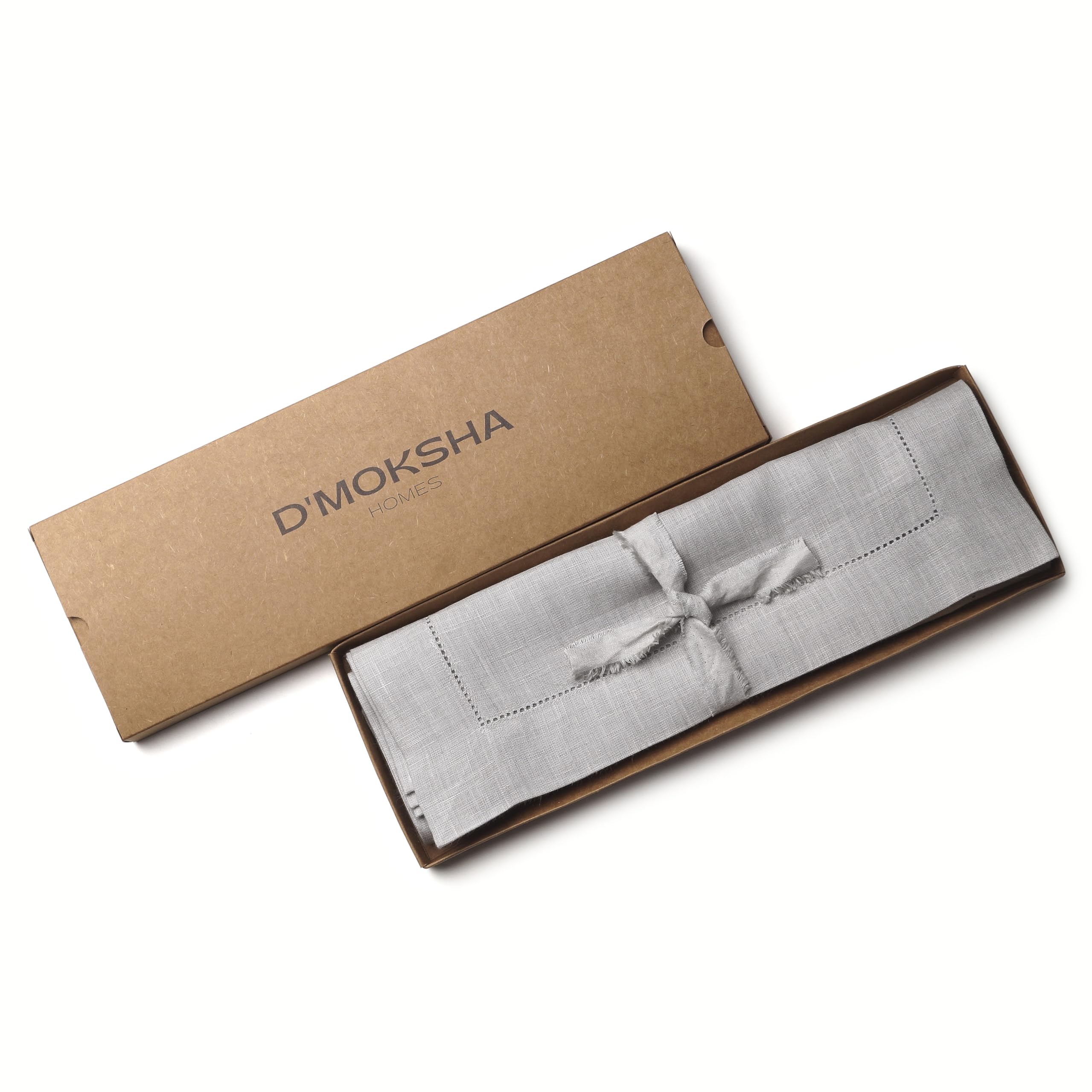D'Moksha Homes 100% Pure Linen Placemats Set of 4 - Silver Grey 14