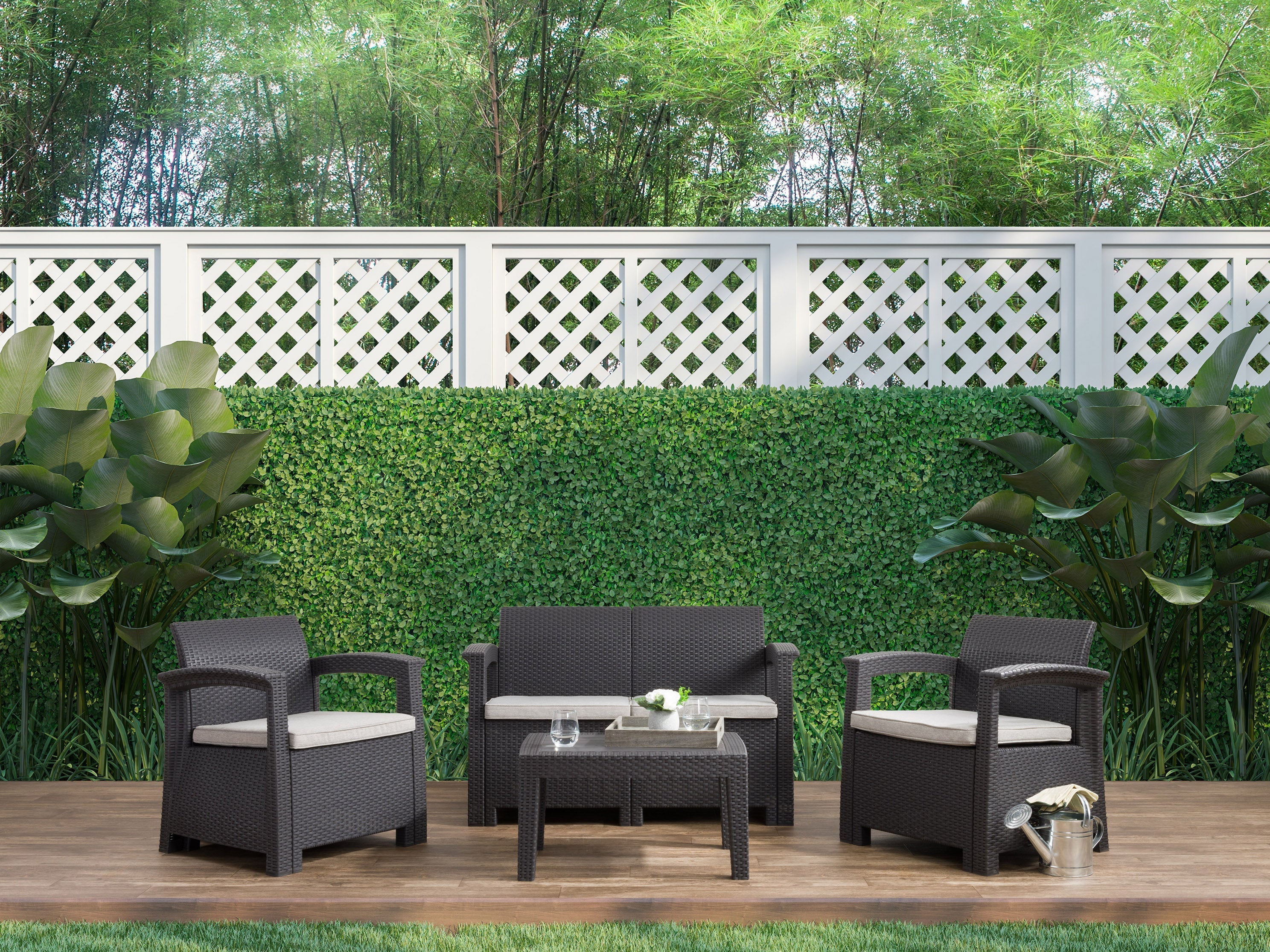 4-Piece Grey Outdoor Patio Conversation Set - Waterproof & Durable Garden Furniture for Backyard, Deck, or Poolside Relaxation