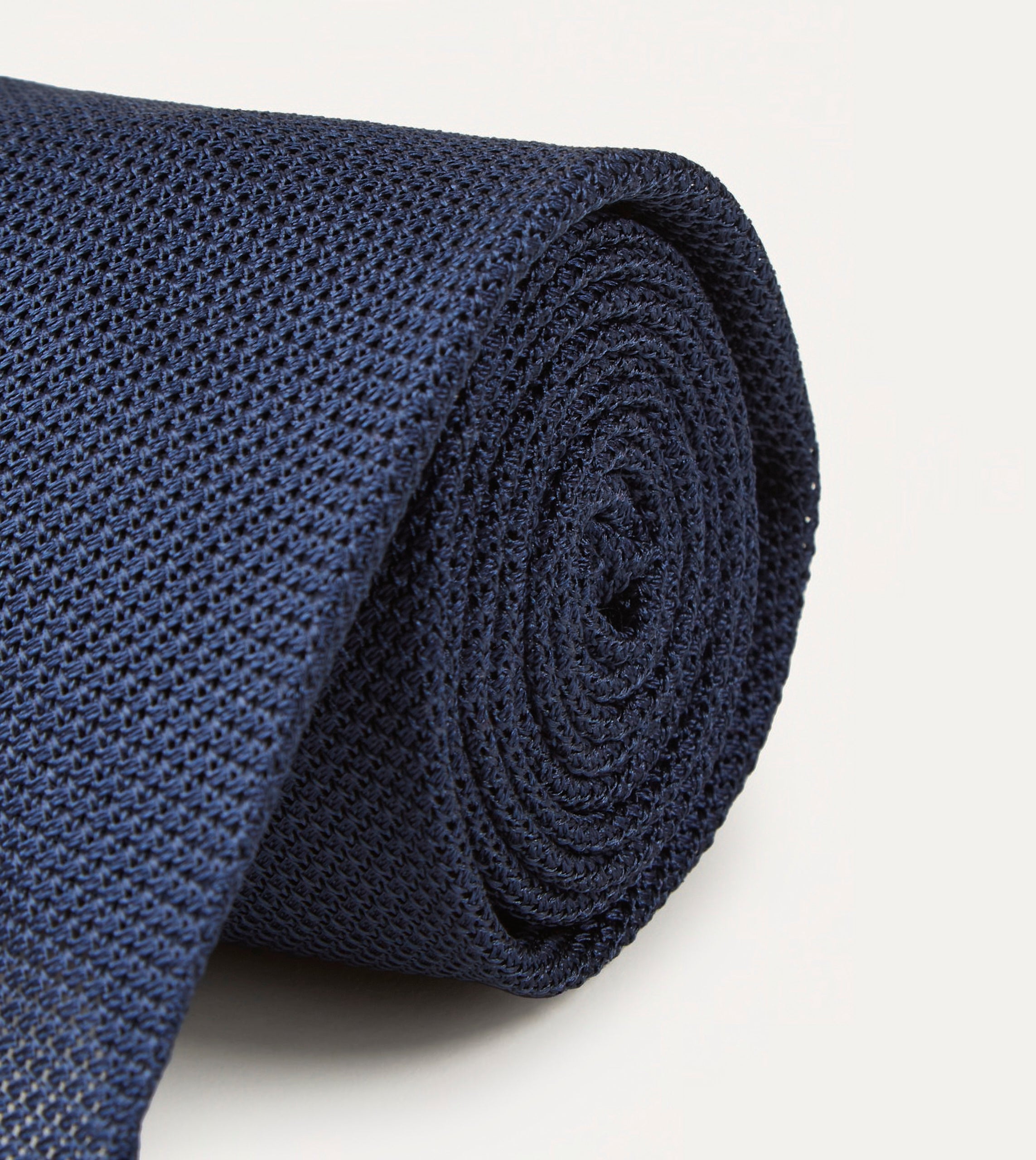 Premium Navy Blue Grenadine Silk Tie - Hand Rolled Fine Woven Necktie for Men | Perfect for Weddings, Business Meetings & Formal Occasions
