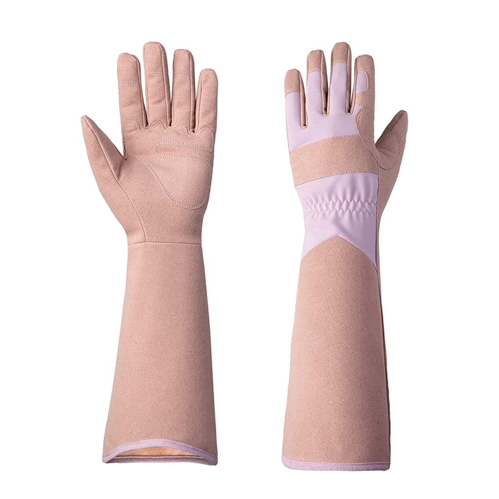 Best Gardening Gloves for Women - Breathable Microfiber Rose Pruning Gauntlets - Durable Thorn Protection for Gardening, Landscaping & Outdoor Work