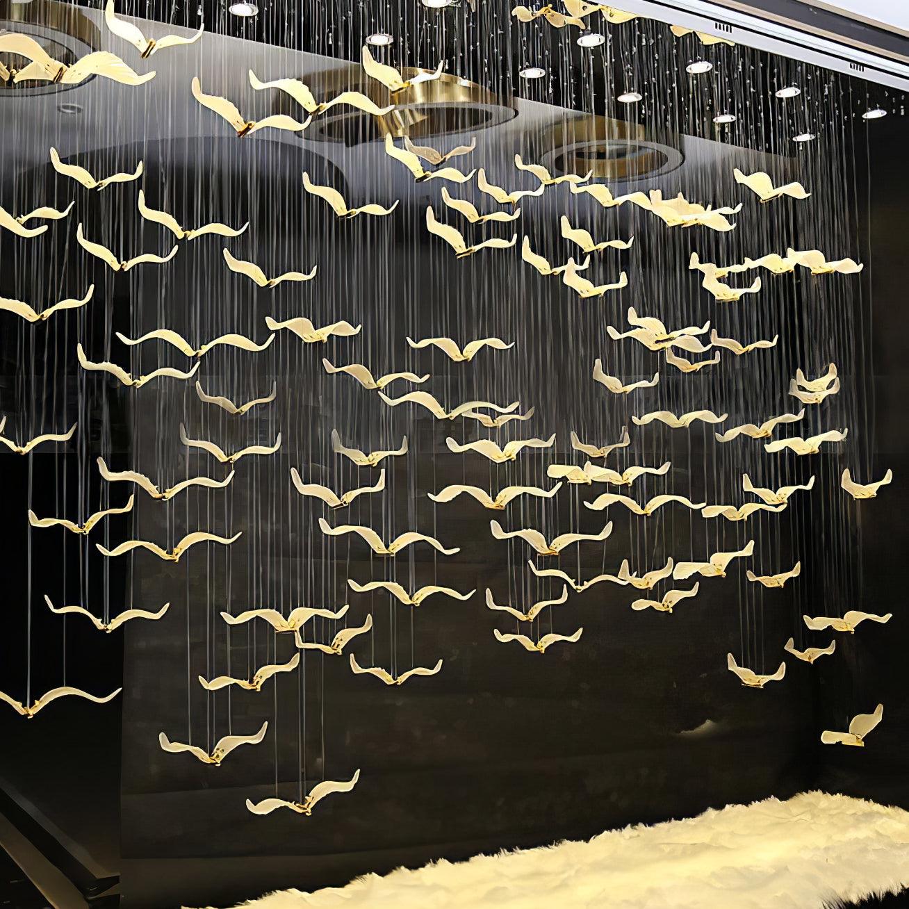Large Seagull Chandelier - Modern Coastal Ceiling Light Fixture for Beach House, Dining Room & Bedroom Decor
