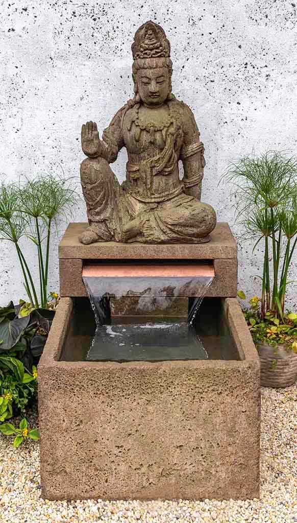 Campania International Antique Quan Yin Buddha Fountain - Outdoor Garden Statue & Water Feature for Zen Meditation, Asian Decor, and Peaceful Backyard Oasis
