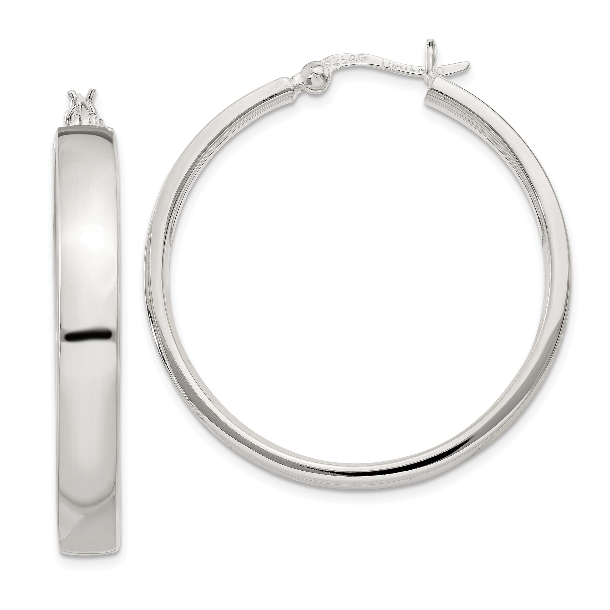 Sterling Silver Large Hoop Earrings 34mm - Classic Dangle Earrings for Women, Trendy Statement Jewelry Gift for Her - Perfect for Parties, Weddings & Everyday Wear