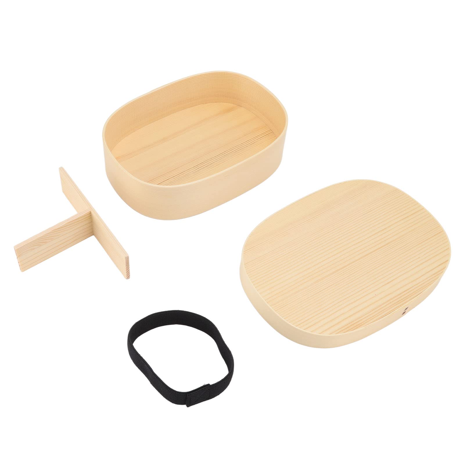 Japanese Style Wooden Bento Box with Removable Divider - Large Single Layer Lunch Box for Hiking, Camping, Picnics & Office Lunch - Eco-Friendly Food Container for Adults & Kids