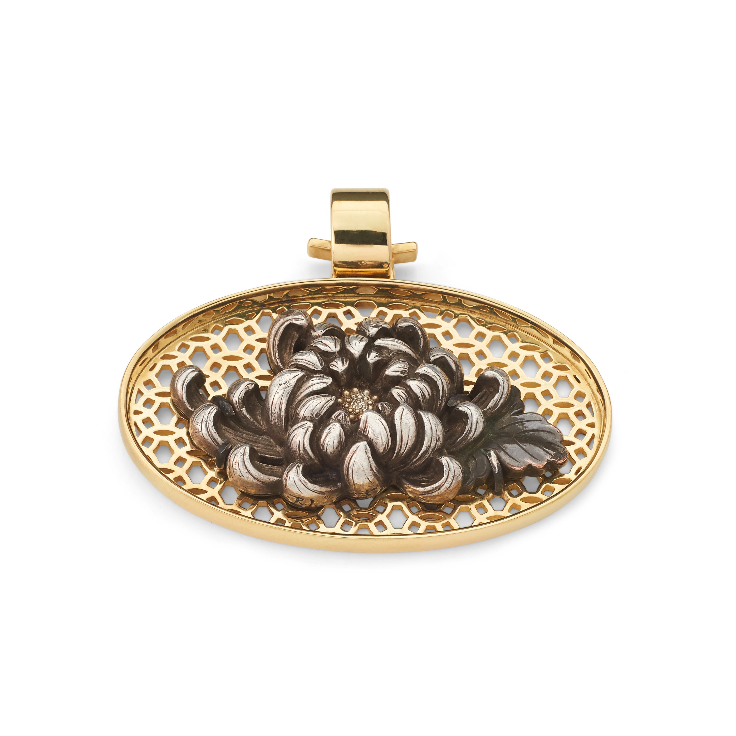Obi Dome Chrysanthemum Pendant - Japanese Style Floral Jewelry for Women | Perfect for Weddings, Parties & Special Occasions