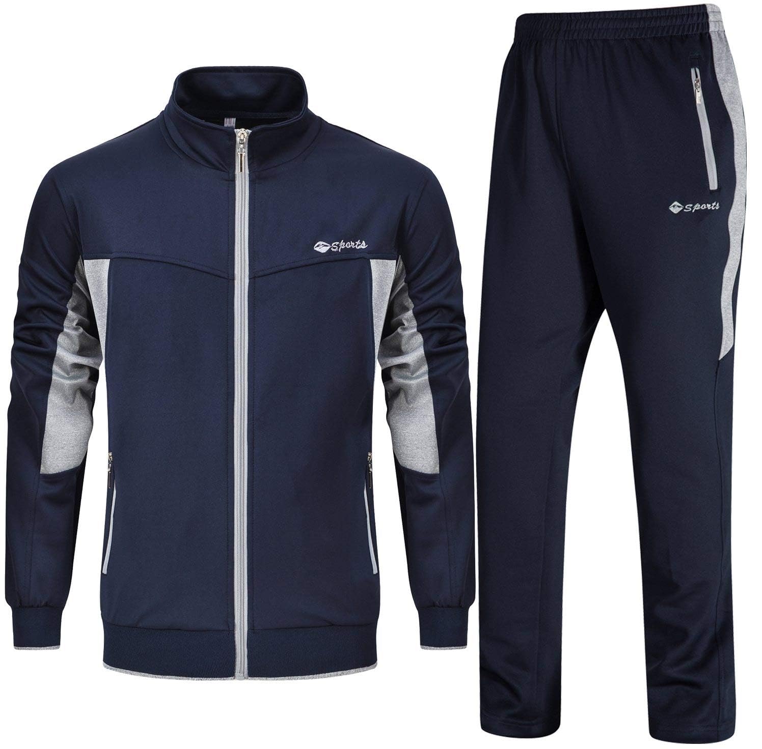 Rdruko Men's 2-Piece Tracksuit Set - Athletic Jogging Gym Activewear Sweatsuit for Running, Workout & Casual Wear | Lightweight Comfortable Sports Outfit for Men
