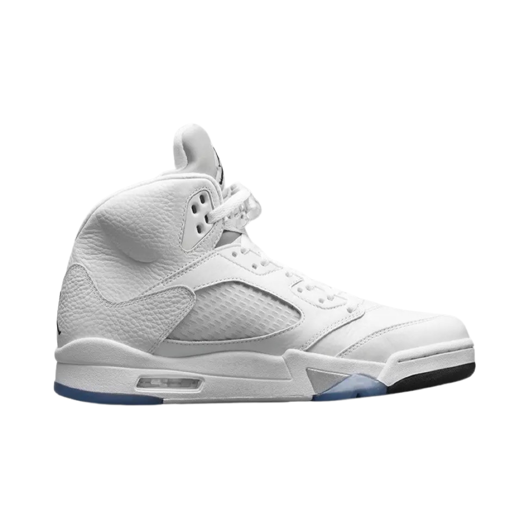 Air Jordan 5 Retro Men's Basketball Shoes - White Metallic Silver for Streetwear & Sneaker Collection | Perfect for Casual Wear, Gym & Sports