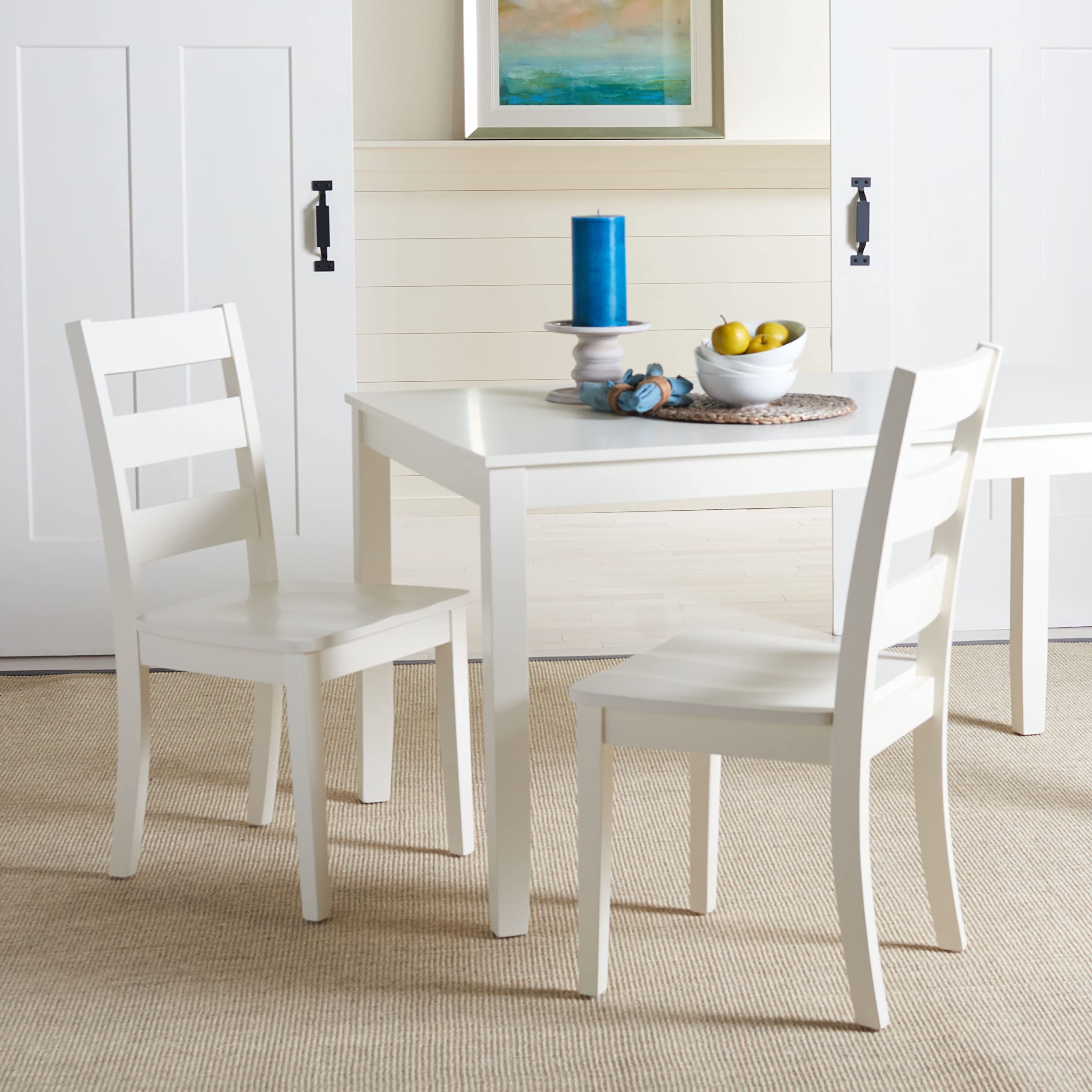 Safavieh Home Collection Silio White Ladder Back 18-inch Dining Chairs (Set of 2) - Modern Kitchen & Dining Room Furniture for Small Spaces, Breakfast Nook, and Apartment Living