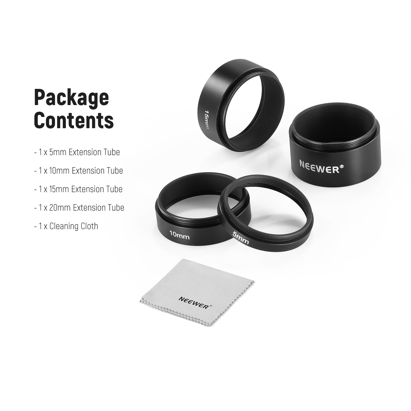 NEEWER 4-Piece LS T6 Extension Tube Kit for Telescope - Compatible with DSLR & Mirrorless Cameras - Perfect for Astrophotography & Long-Distance Photography