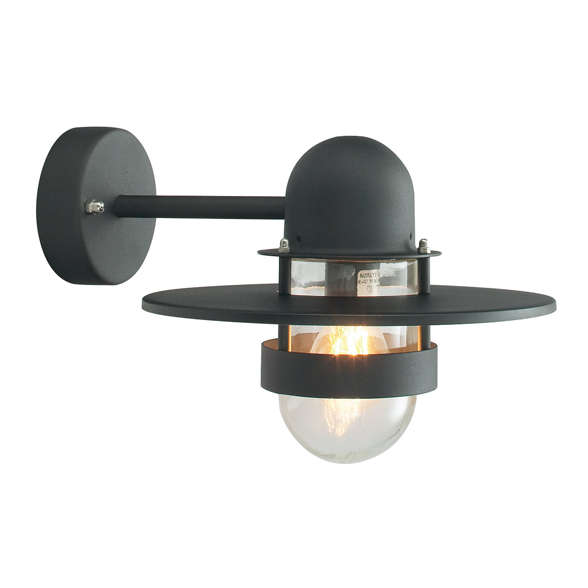Bergen 1 Light Wall Lantern in Black/Galvanized Finish - Outdoor Wall Sconce for Porch, Patio & Garden Lighting