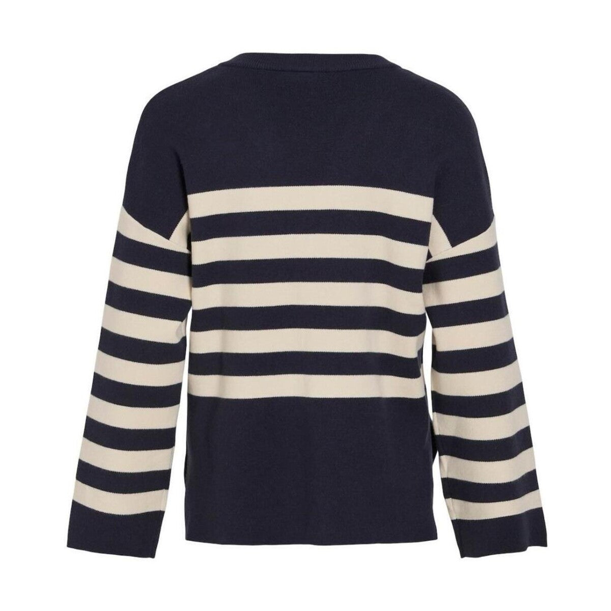 Nina V Neck Jumper Sweater for Women - Navy Blazer/Birch Color - Casual Office Wear & Autumn Winter Fashion