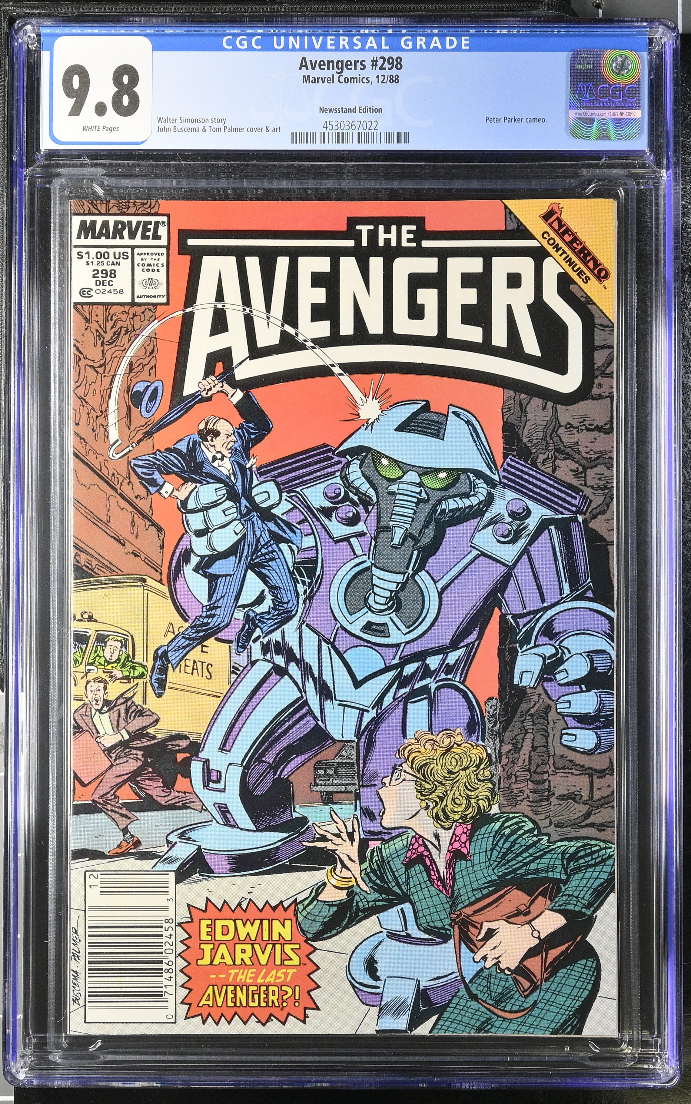 Avengers #298 (Dec 1988) CGC 9.8 Graded Comic Book - Newsstand Edition - Rare Collectible for Marvel Fans & Comic Book Display