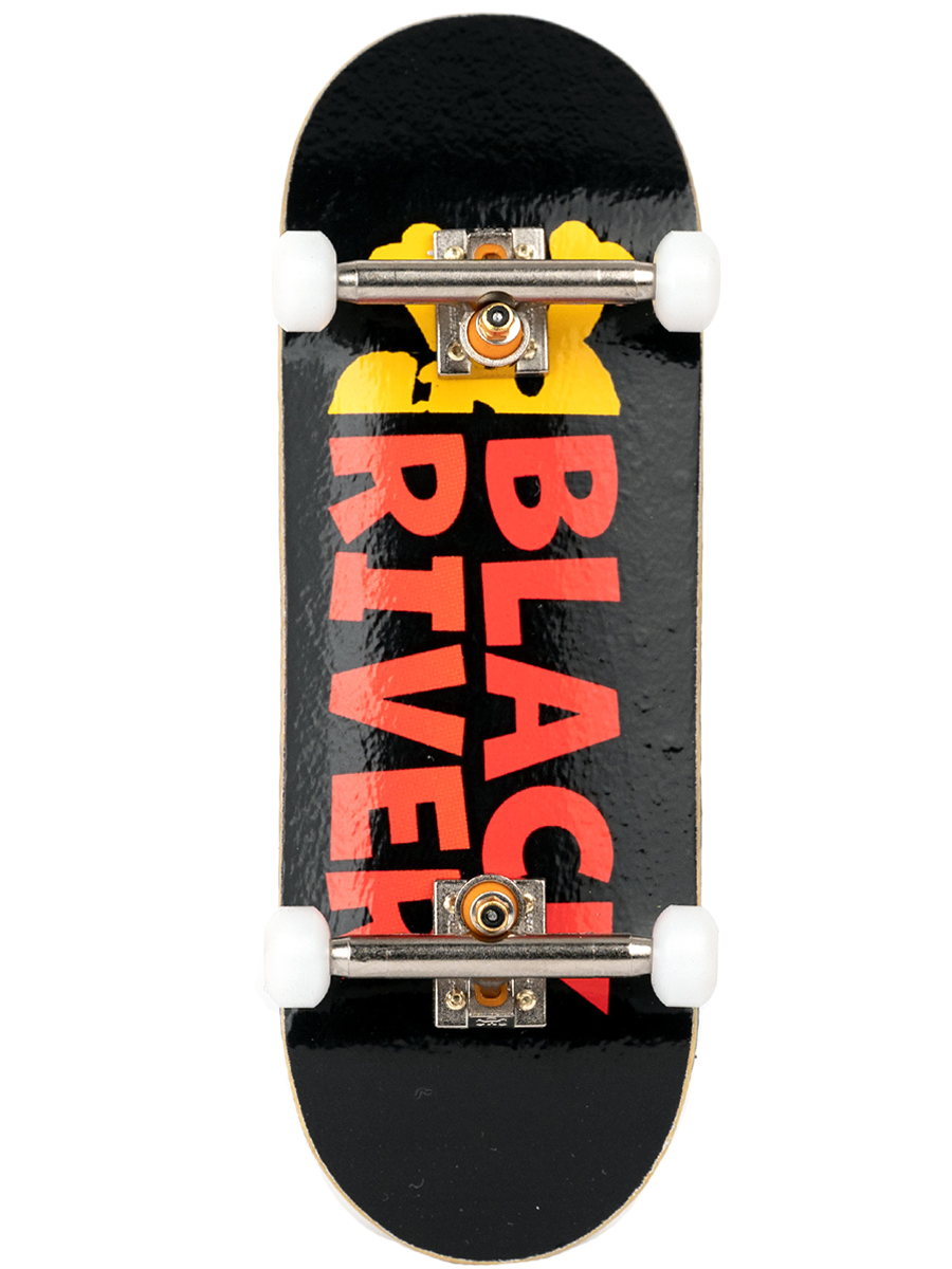 Blackriver Fingerboard Complete with RiverLabel Letters - Professional Mini Skateboard for Finger Tricks & Collectibles - Perfect for Skateboard Enthusiasts & Home Office Desk Fun