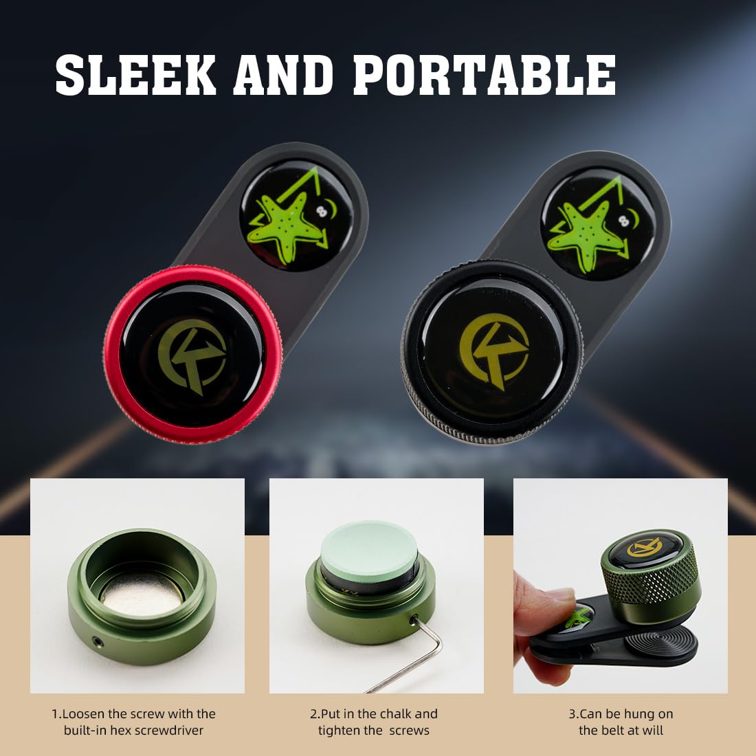 Premium Magnetic Pool Cue Chalk Holder - Portable Metal Billiard Chalk Holder for Snooker & Pool Accessories (Round/Square Option) - Perfect for Home Game Rooms, Bars & Professional Tournaments