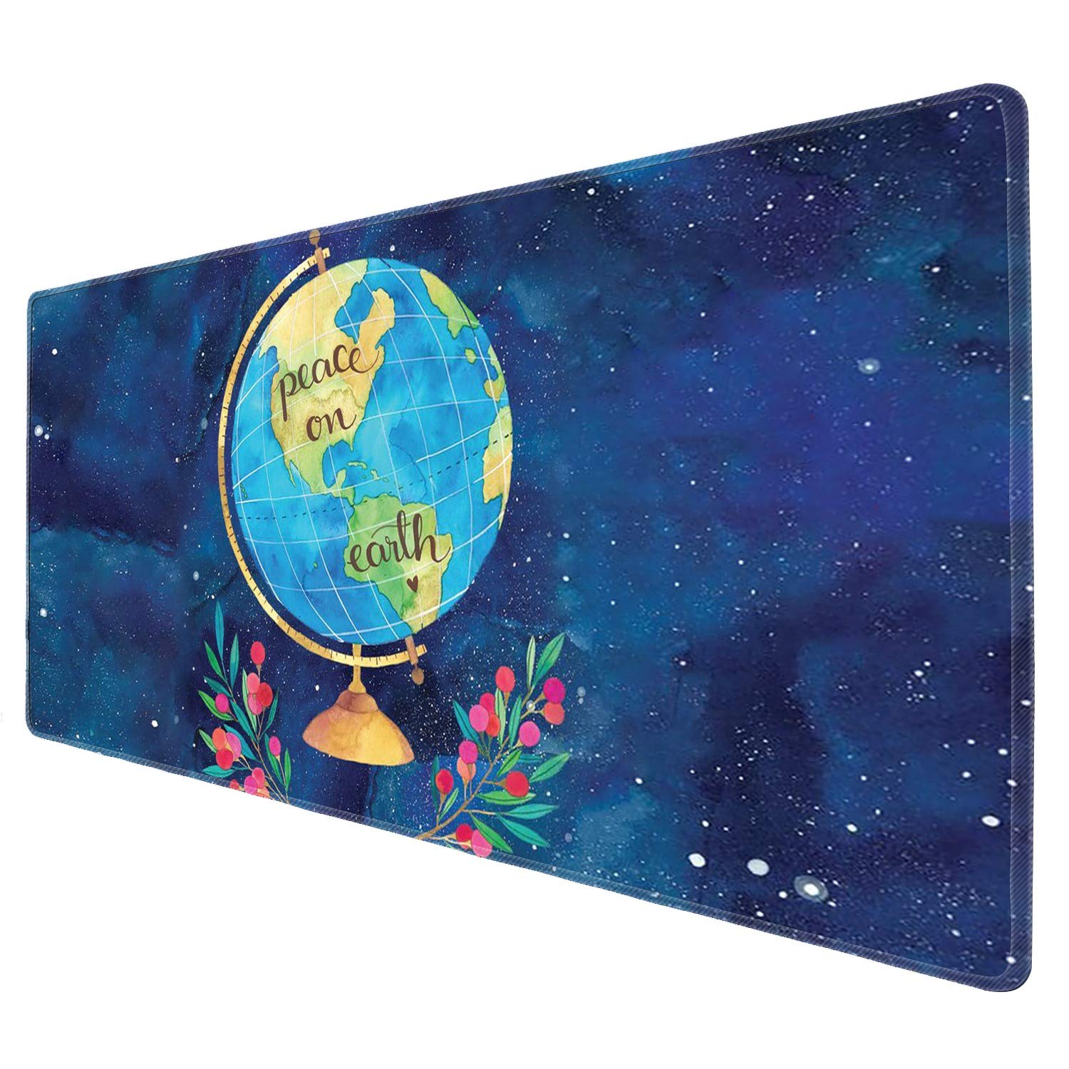 XXL Large Gaming Mouse Pad with Stitched Edges - Premium Marble Design Extended Mouse Mat, Non-Slip Rubber Base, Ergonomic Computer Desk Pad for PC & Laptop (Blue Earth, X-Large) - Perfect for Gaming, Office Work & Home Use
