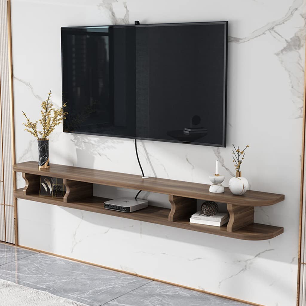 GDFHOMER 39/47/55 Inch Floating TV Stand with Cable Management - Modern Wooden Entertainment Center with 5 Open Storage Shelves - Perfect for Living Room, Bedroom & Home Theater Setup