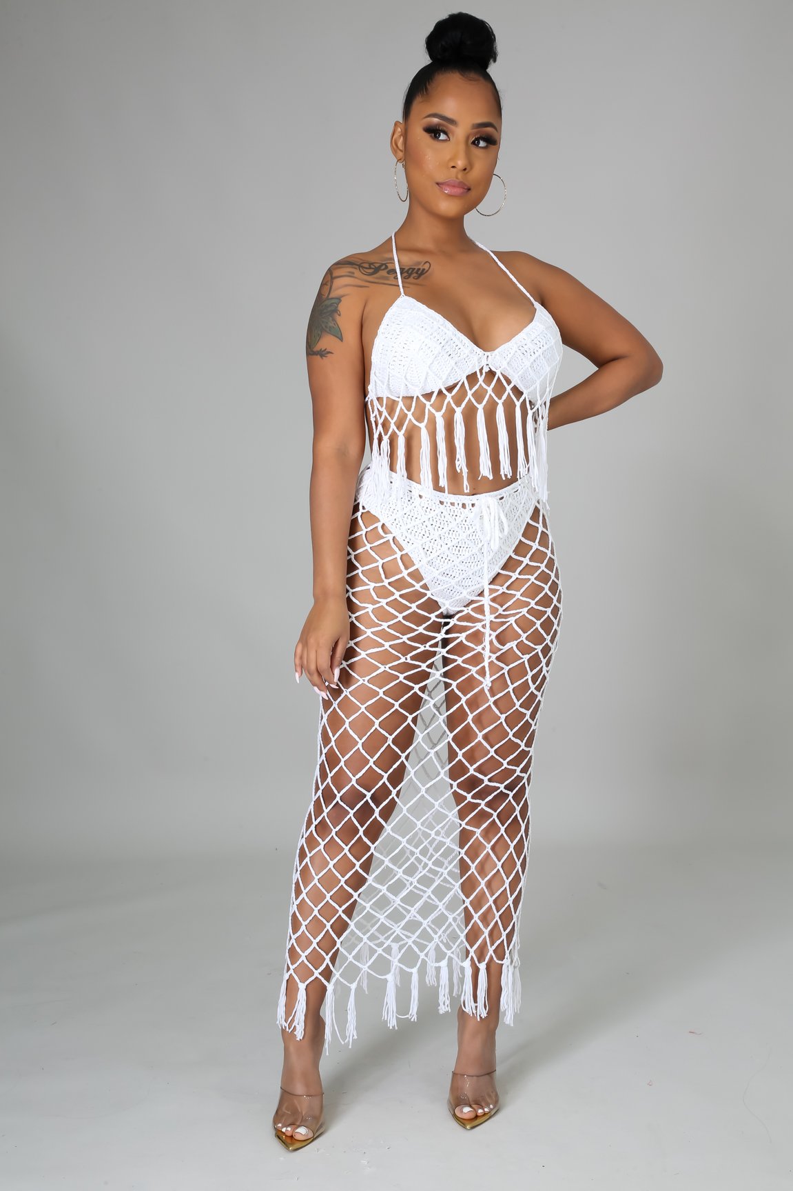 Seaside 2 Piece Swimwear Set - Women's White Bikini Top & Bottom for Beach Vacation & Pool Party