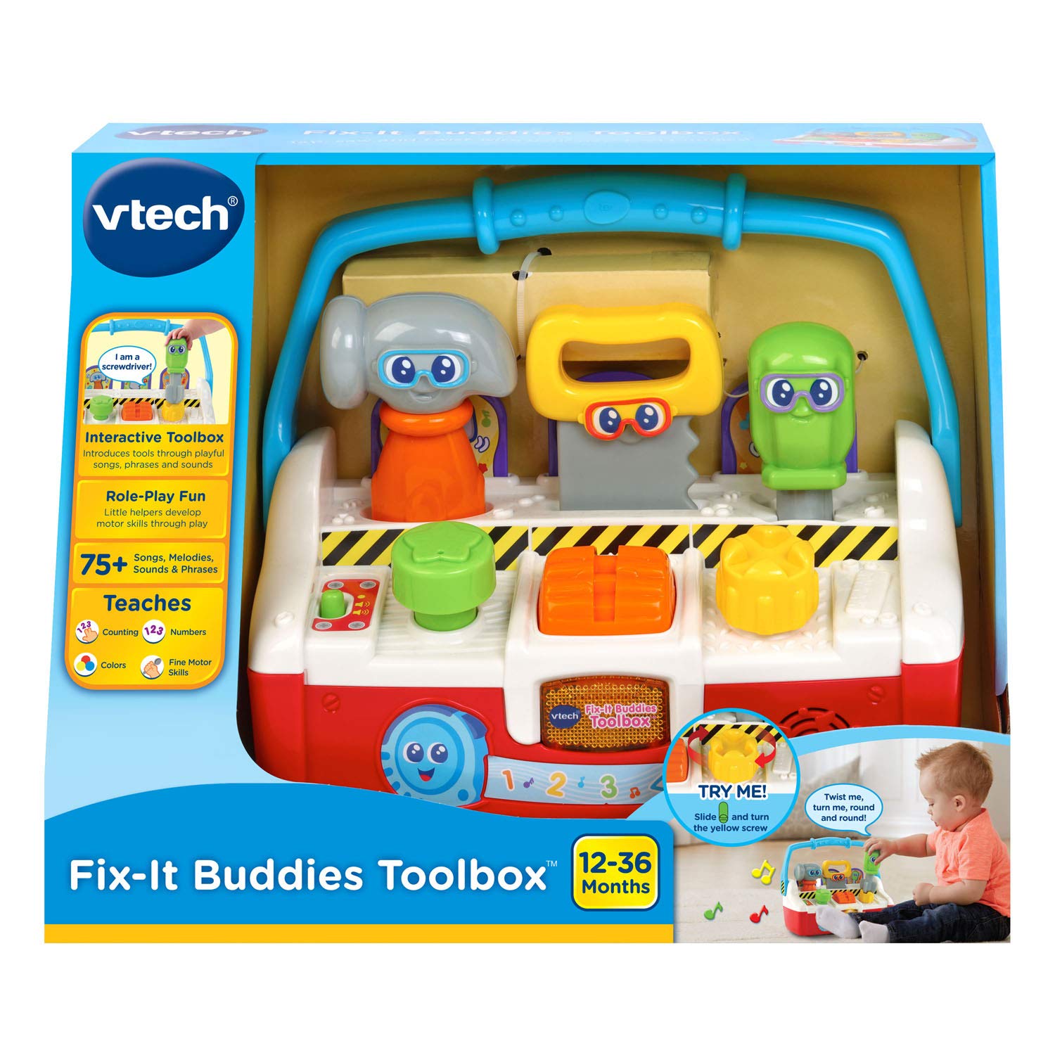 VTech Fix-It Buddies Interactive Learning Toolbox - Educational Toy for Kids Ages 2-5 Years | Pretend Play Tools Set with Sounds & Phrases | Perfect for Early Childhood Development & Role Play Activities