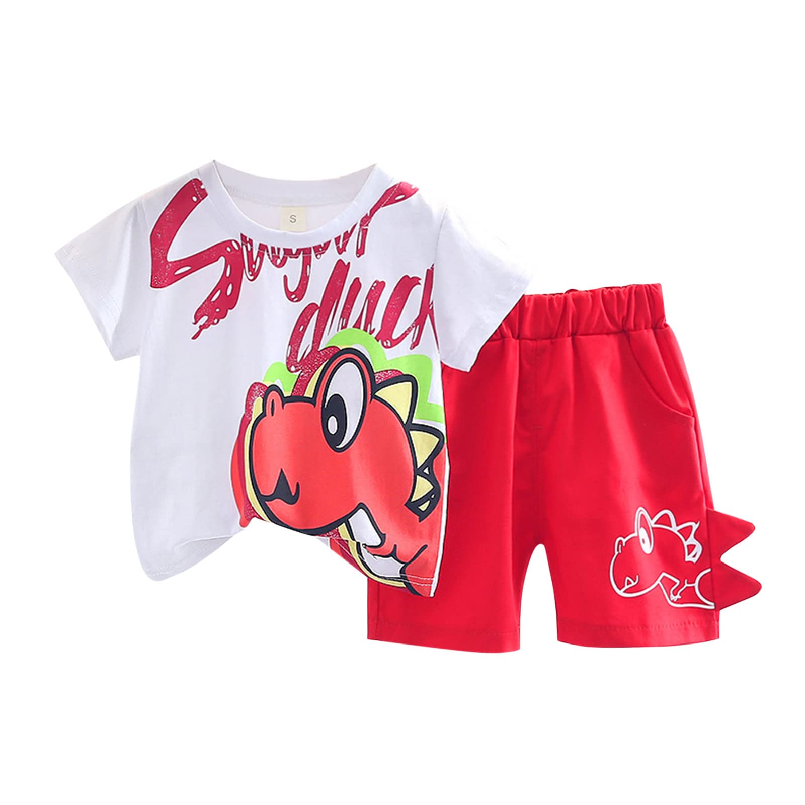 Dinosaur Graphic Short Sleeve T-Shirt & Shorts Set for Toddler Boys Girls 2T - Summer Playwear, Easter Outfit & Casual Kids Clothing