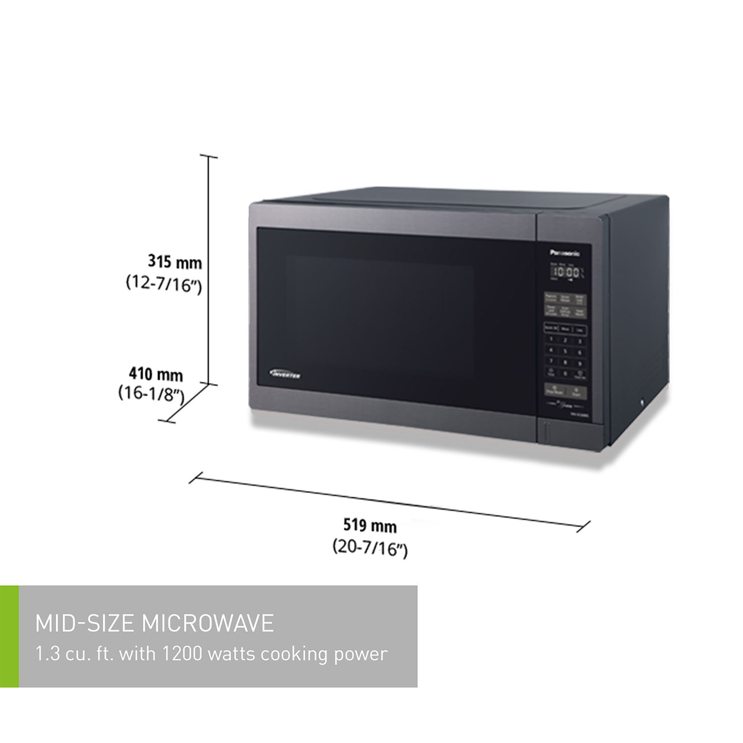 Refurbished PANASONIC NN-SC678S 1.3 Cu Ft Stainless Steel Genius Microwave with Warranty - Perfect for Small Kitchens, Dorms & Office Break Rooms