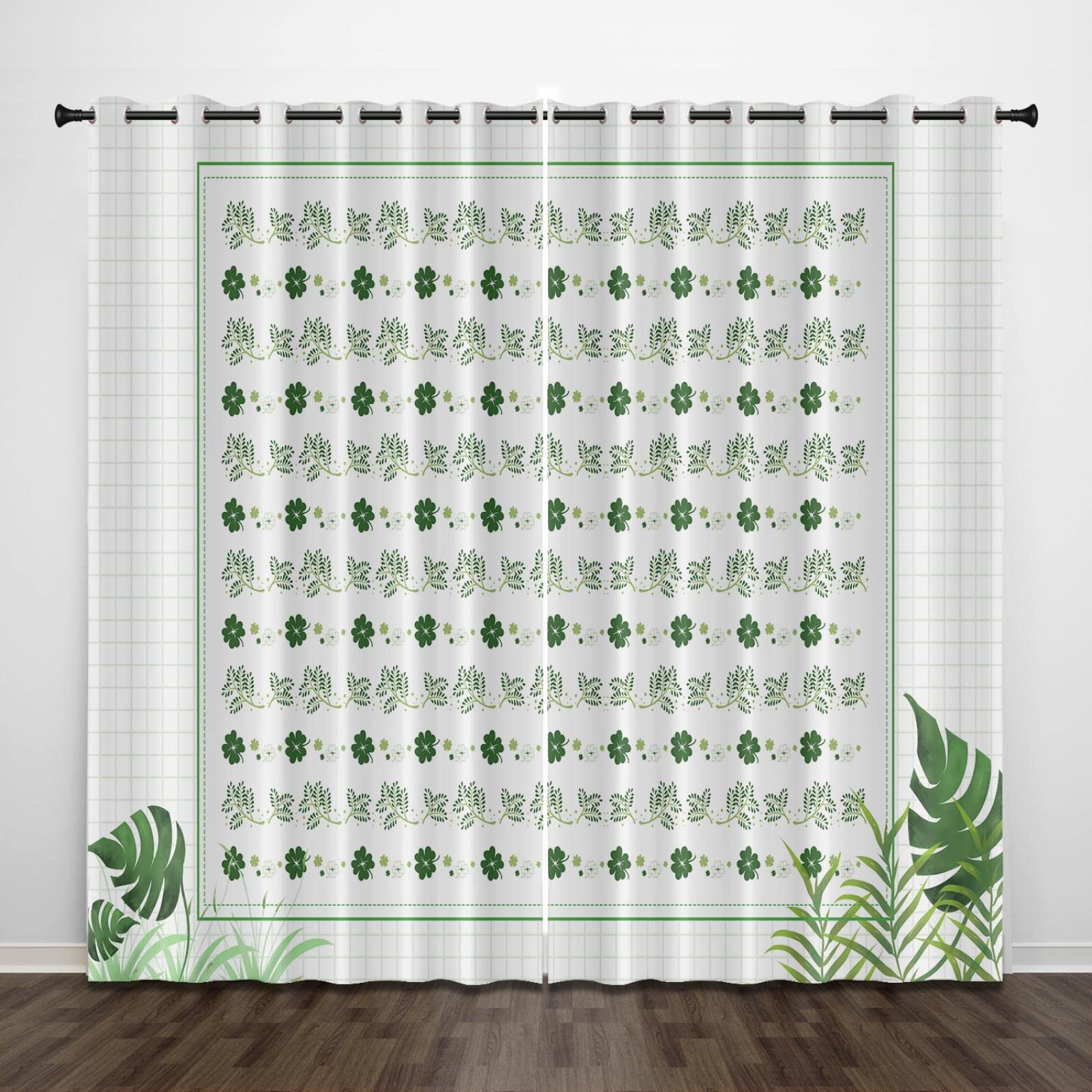 Premium Blackout Curtains 79x84 Inch - Thermal Insulated 3D Printed Green Leaf Design for Bedroom & Living Room | Noise Reducing, Light Blocking Window Treatments for Nursery, Kids Room & Home Decor