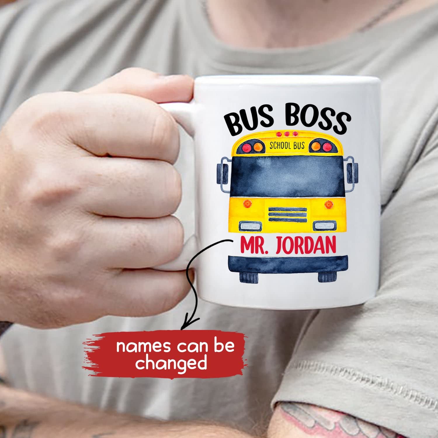 Custom School Bus Driver Mug - Personalized Bus Boss Coffee Cup for Men & Women - 11oz & 15oz White Ceramic Travel Mug - Perfect Gift for School Bus Drivers & Appreciation Gifts