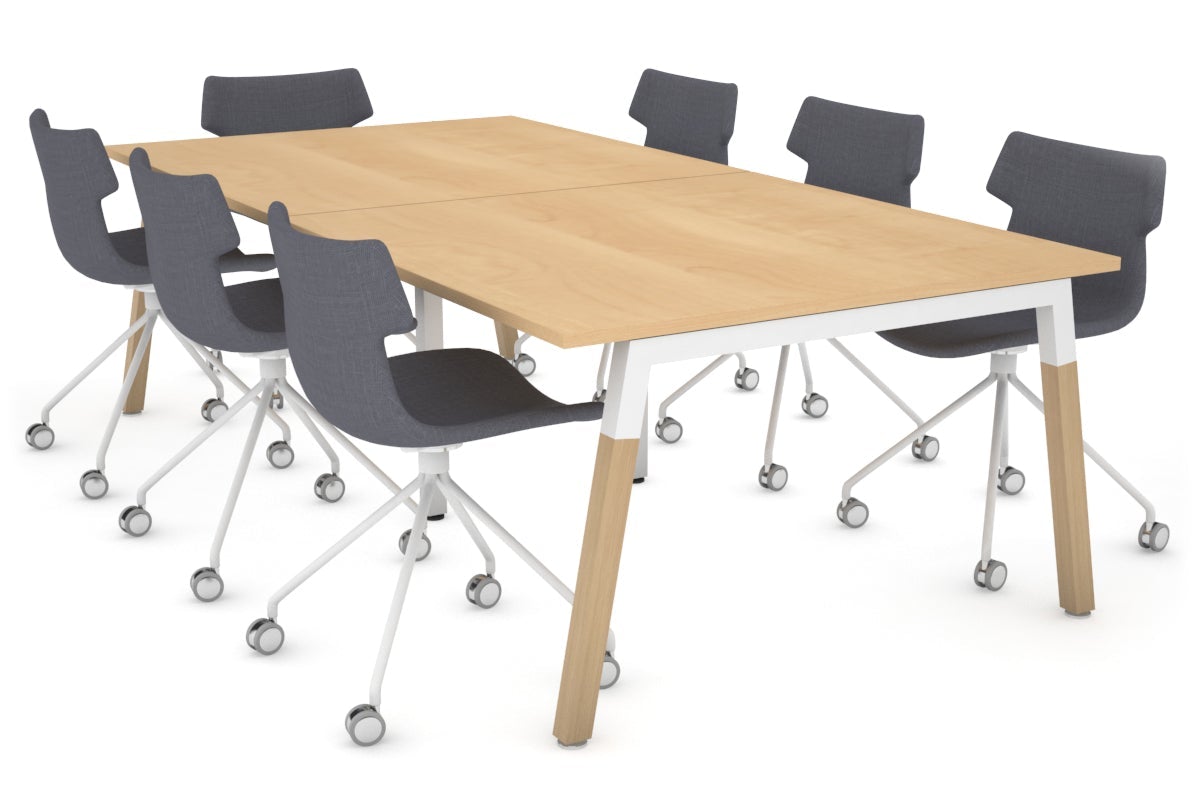 Modern Boardroom Table with Quadro A Legs & Wood Cross Beam - 2400L x 1200W - Perfect for Conference Rooms, Office Meetings & Executive Workspaces