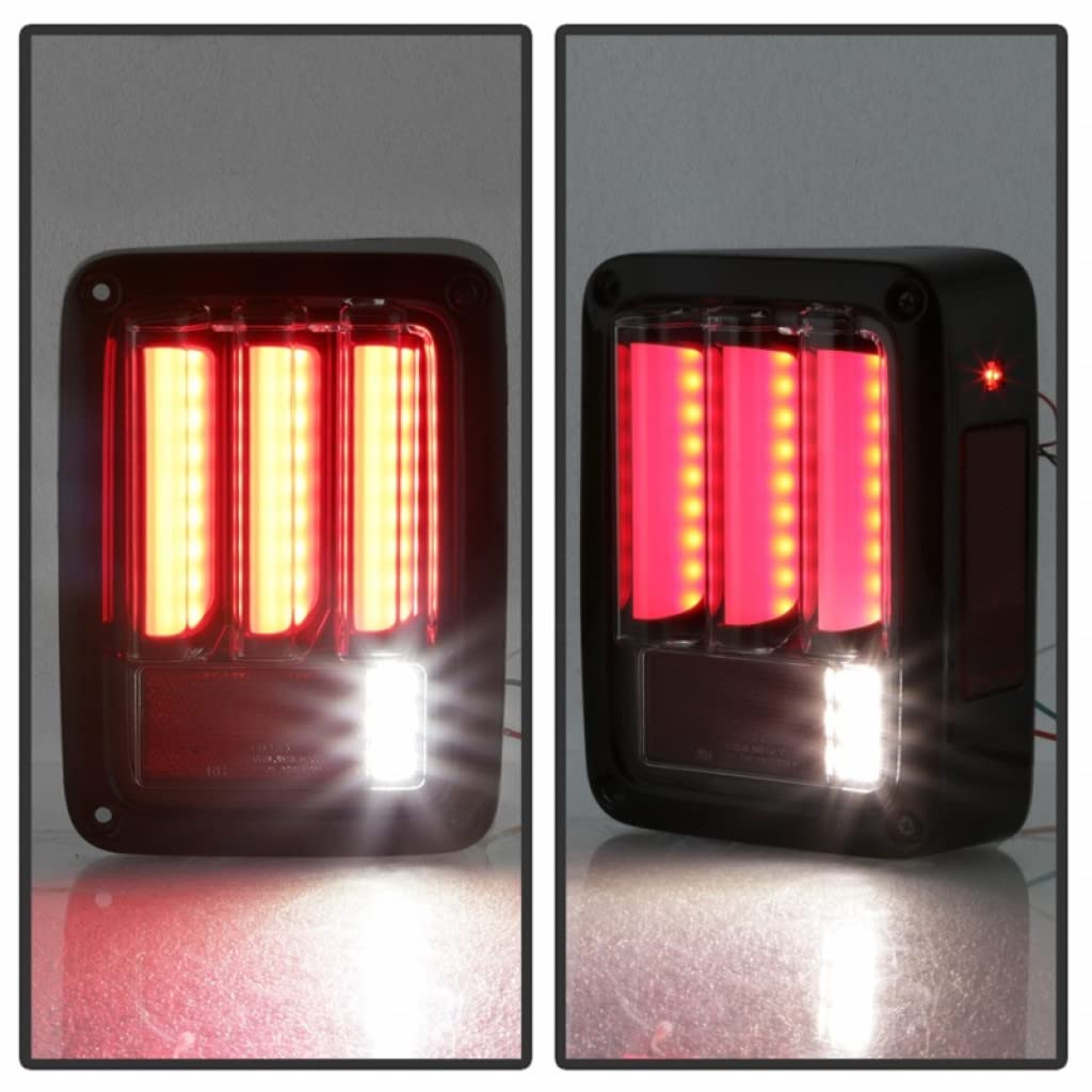 Spyder LED Tail Lights for Jeep Wrangler JK 2018 - Smoke Version 2 Light Bar Pair (5084781) | Off-Road Adventure & Night Driving Safety Upgrade
