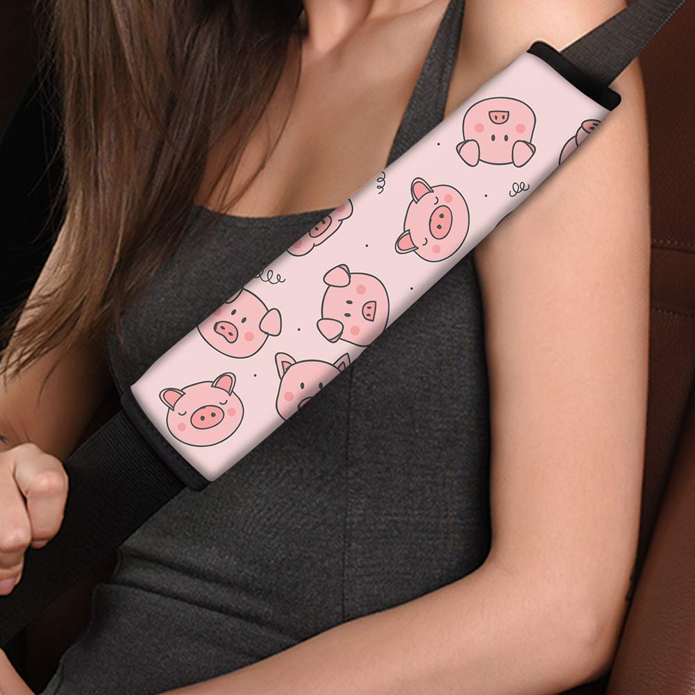 ORGYPET Universal Car Seat Belt Pads - 2-Pack Cactus & Pig Print Soft Shoulder Protectors for Adults & Kids | Comfortable Driving Accessories for Road Trips, Commuting & Family Travel
