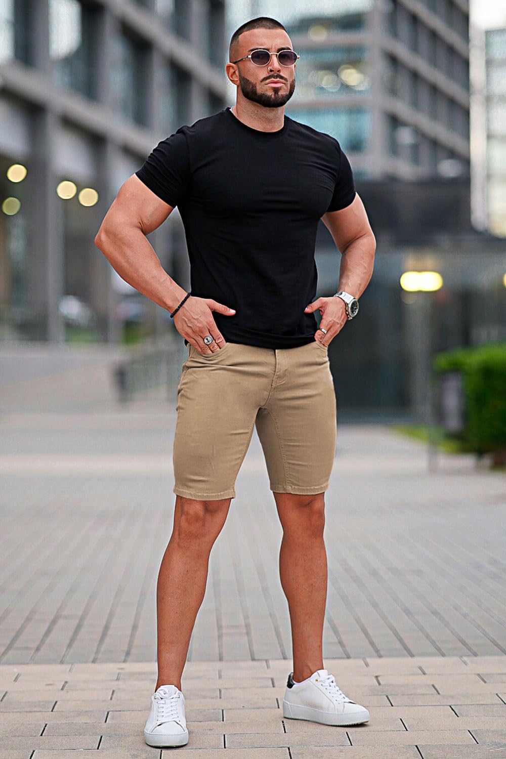 GINGTTO Men's Skinny Stretch Denim Shorts - Slim Fit Stretchable Jean Shorts for Men | Perfect for Summer, Casual Outings & Beach Wear