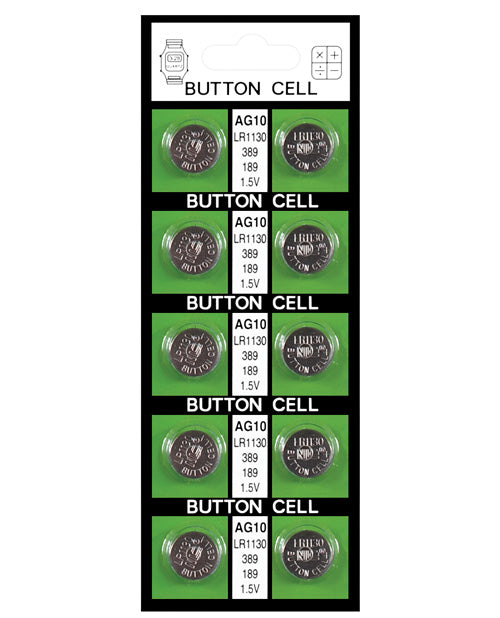 AG10 Batteries - Pack of 10 Alkaline Button Cell Batteries for Watches, Calculators, and Small Electronics