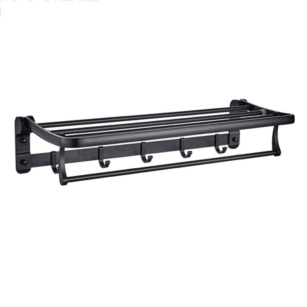 Black Aluminum Bathroom Towel Rack - Space Saving Wall Mounted Towel Holder for Bath, Kitchen & Laundry Room Organization | Durable & Rustproof Design
