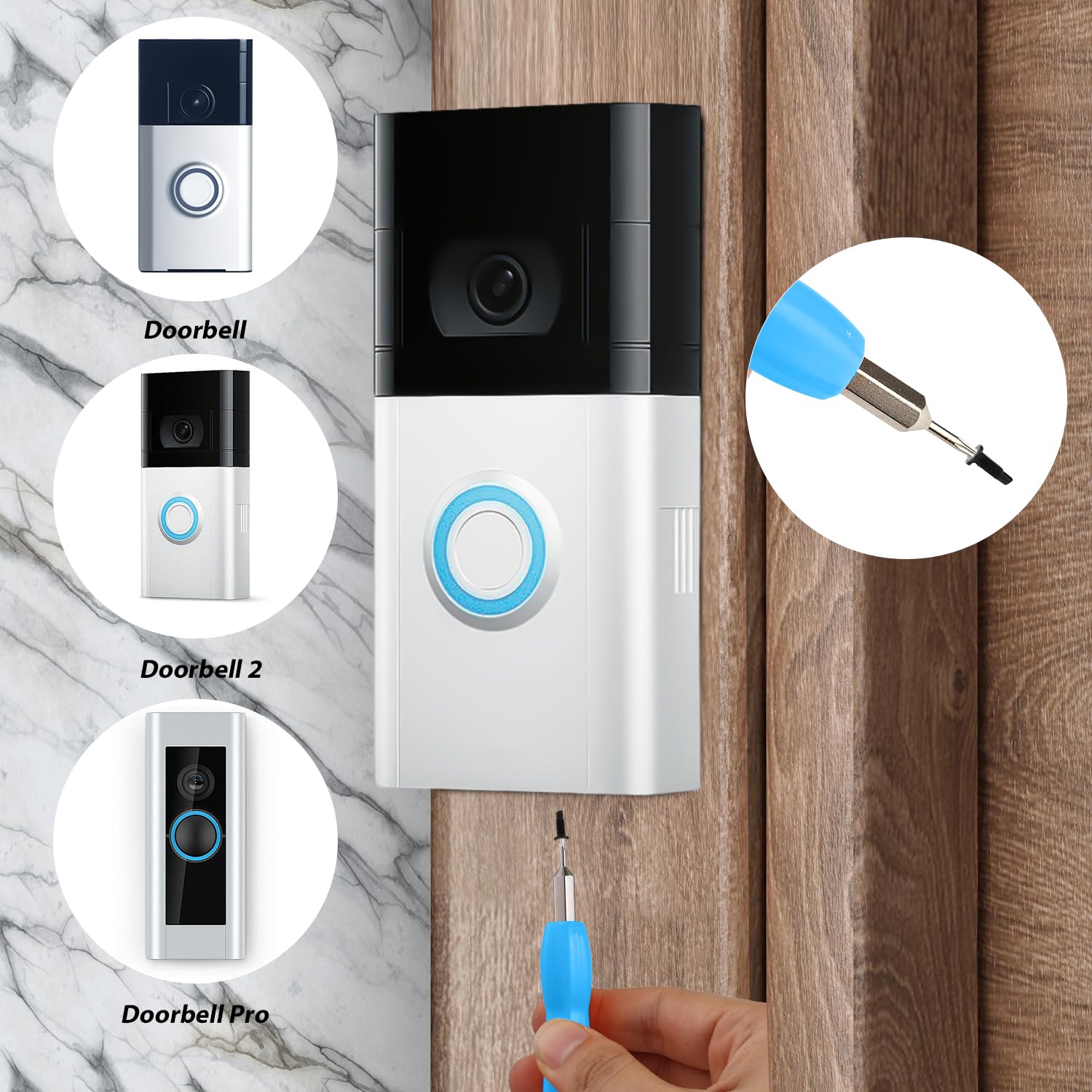 Video Doorbell Screwdriver Set - Double-Ended T6 & T15 Torx Screwdriver with Handle for Battery Replacement & WiFi Reset (Blue) - Perfect for Ring, Nest & Smart Doorbell Installation & Maintenance