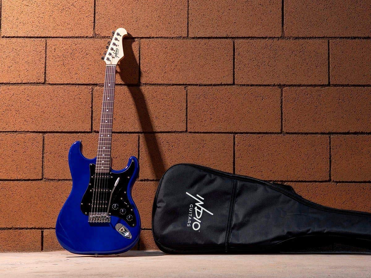 Monoprice Indo Series 6-String Electric Guitar with Basswood Body - Ambidextrous Design in Blue (610374) - Perfect for Beginners, Live Performances & Studio Recording