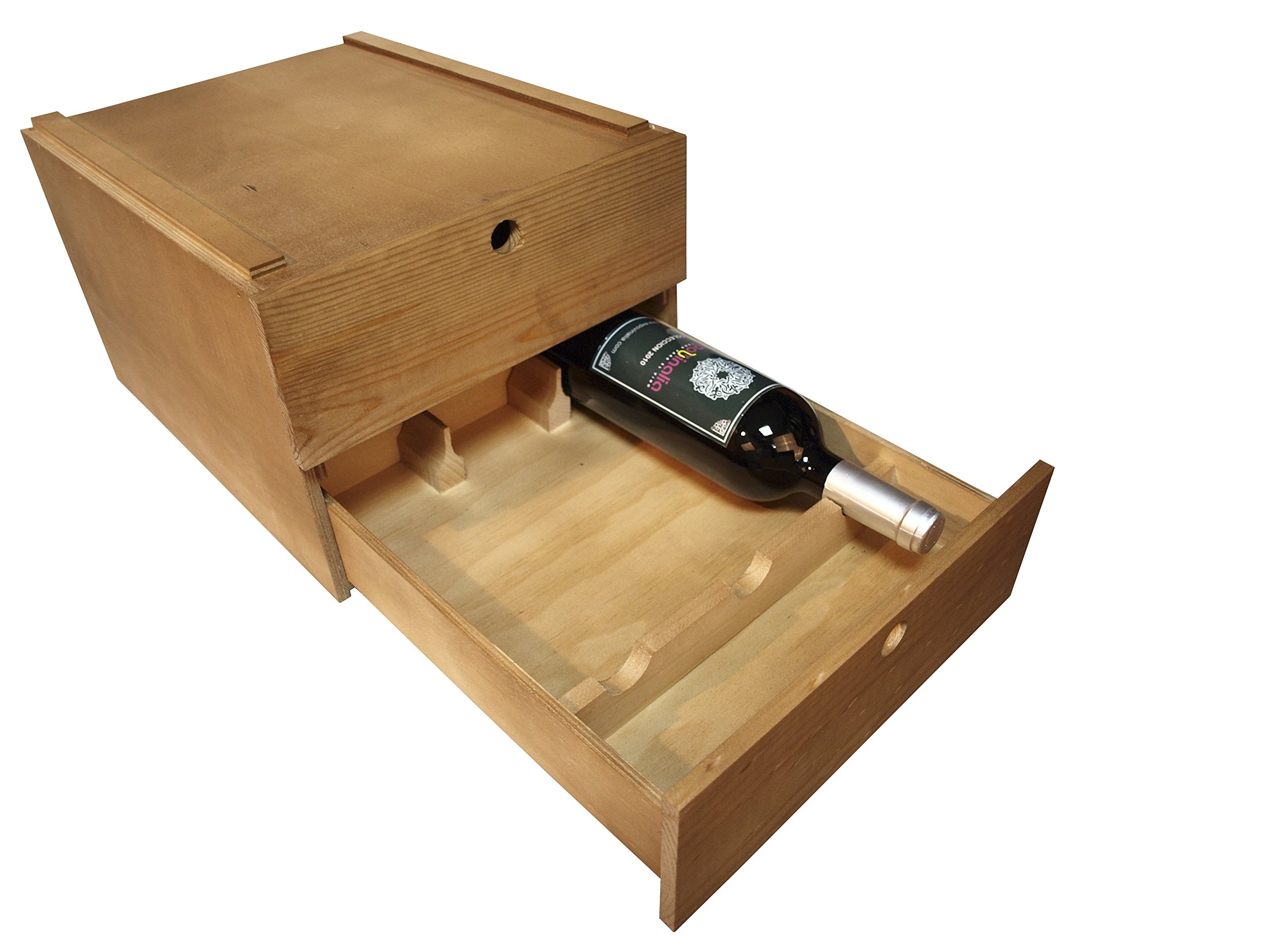 6 Bottle Wood Wine Box - Light Oak Storage Case for Wine Gifts, Collectibles & Home Decor - Perfect for Weddings, Anniversaries & Special Occasions