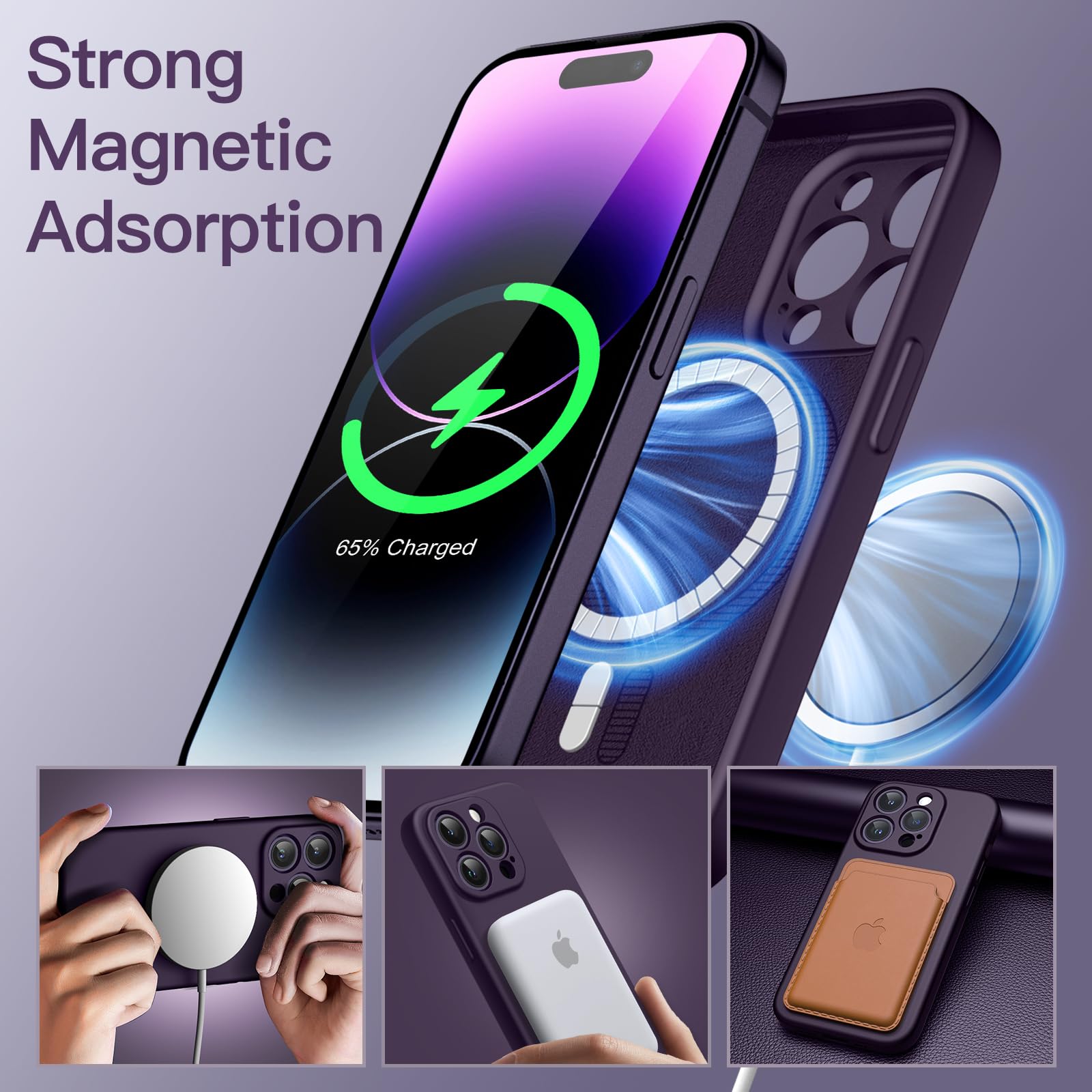 JETech Magnetic Silicone Case for iPhone 14 Pro 6.1-Inch | MagSafe Compatible | Full Camera Protection | Shockproof & Scratch-Resistant Cover (Deep Purple) | Perfect for Daily Use, Travel & Outdoor Activities