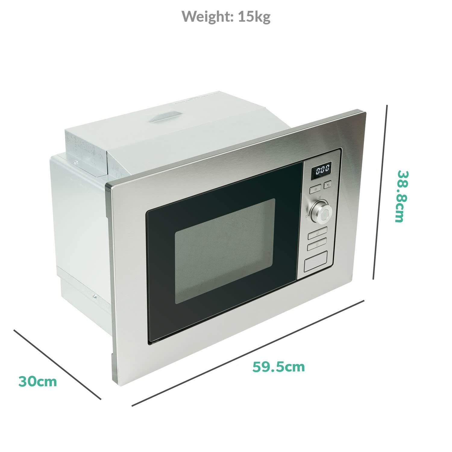 electriQ Built-In Microwave Oven - 1.1 Cu.ft Stainless Steel with 10 Power Levels for Kitchen, Home & Office Use