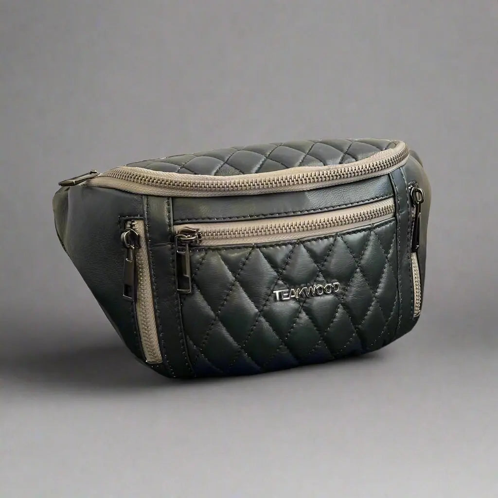 Quilted Sheep Leather Waist Bag for Men & Women - Vintage Crossbody Fanny Pack - Perfect for Travel, Hiking, and Everyday Use
