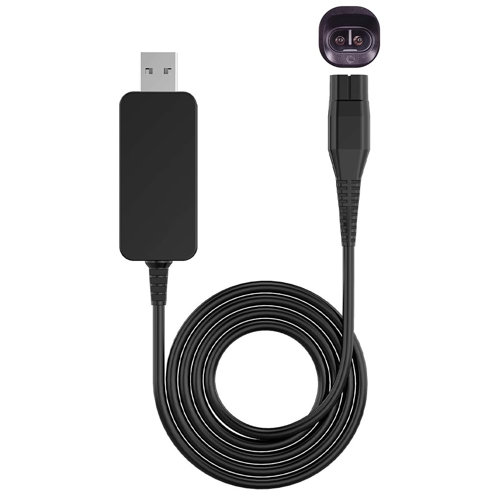 Philips One Blade Replacement Charger 4.3V USB Charging Cable - Compatible with Philips Norelco OneBlade QP2520, QP2620, A00390, QG3320, RQ320, RQ328, RQ330, RQ331, RQ338, RQ350 & Series 1000 - Perfect for Travel, Gym & Home Grooming