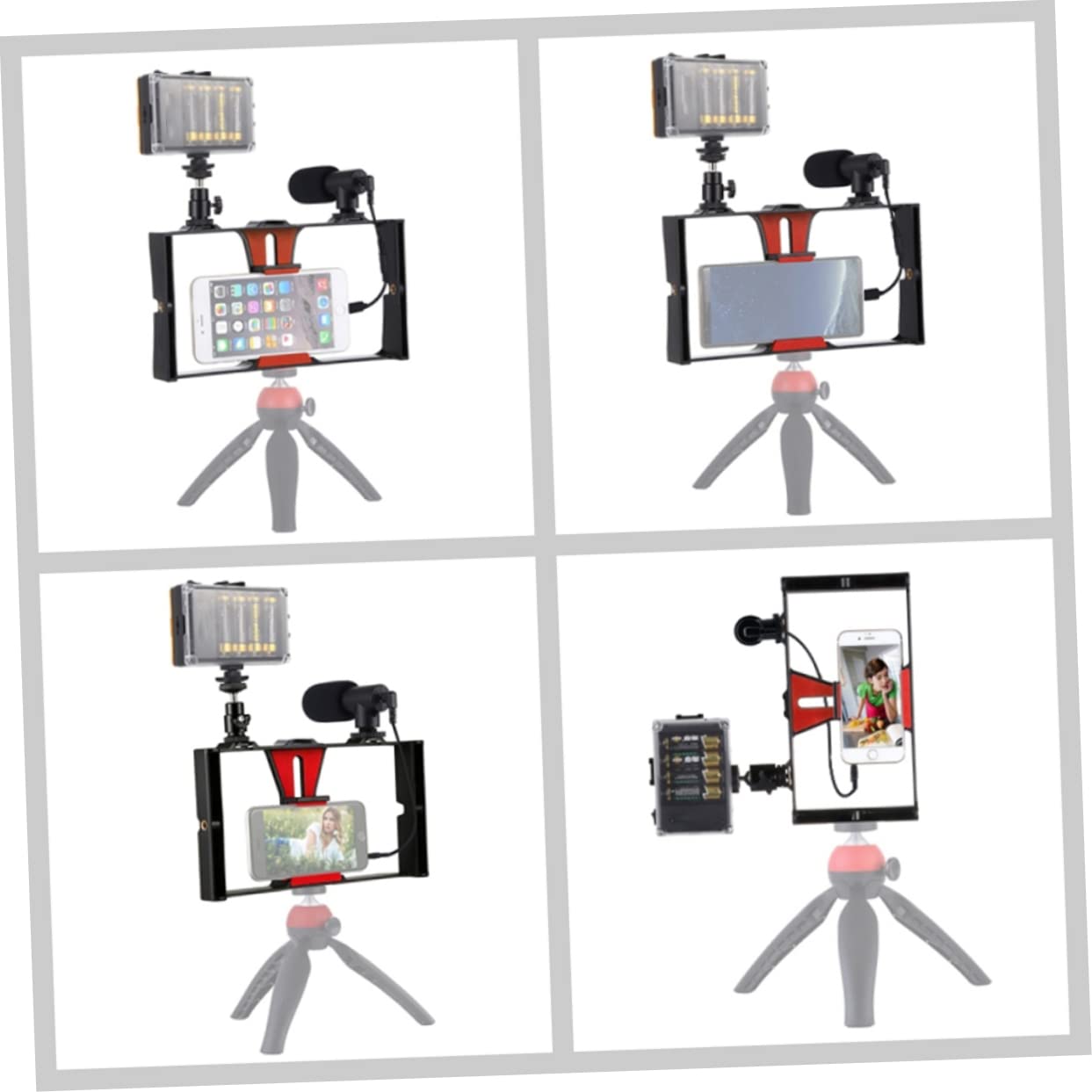 Mikikit Phone Tripod Stand with Microphone Holder - Adjustable Desktop Camera Mount for Live Streaming, Vlogging, Makeup Tutorials & YouTube Videos | Compatible with iPhone, Android & DSLR Cameras