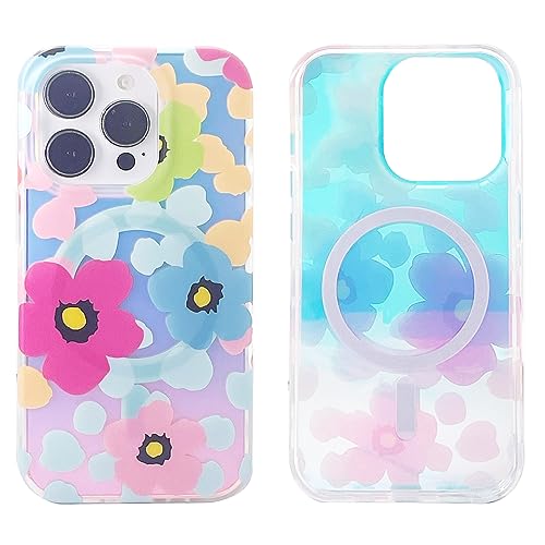 Holographic Pink Blue Flowers